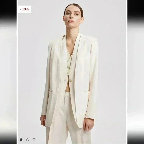 Lattelier Linen Blend Layered Look Blazer Jacket in Ivory L - Picture 1 of 9